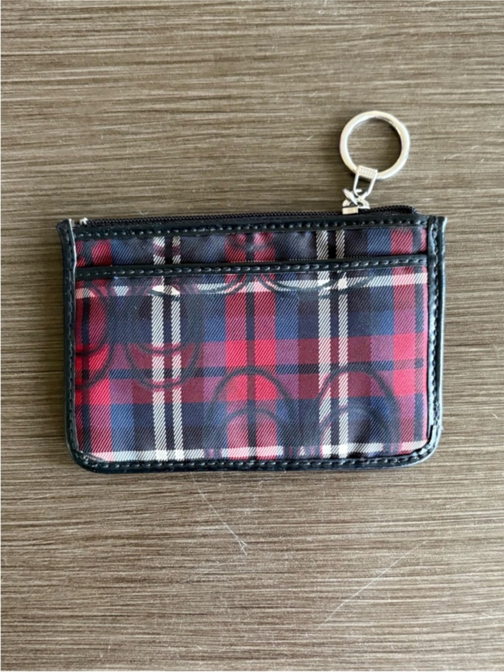 Coach Poppy Tartan Plaid Glam Tote + Cardholder (Red/Blue) 18713 - Picture 13 of 16